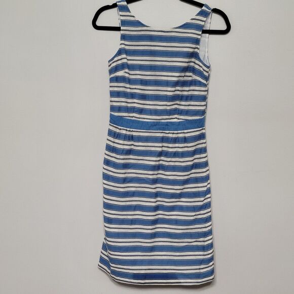 Boden Grace Multi Stripe Sheath Dress 4R Blue White Sleeveless Professional - Picture 1 of 6